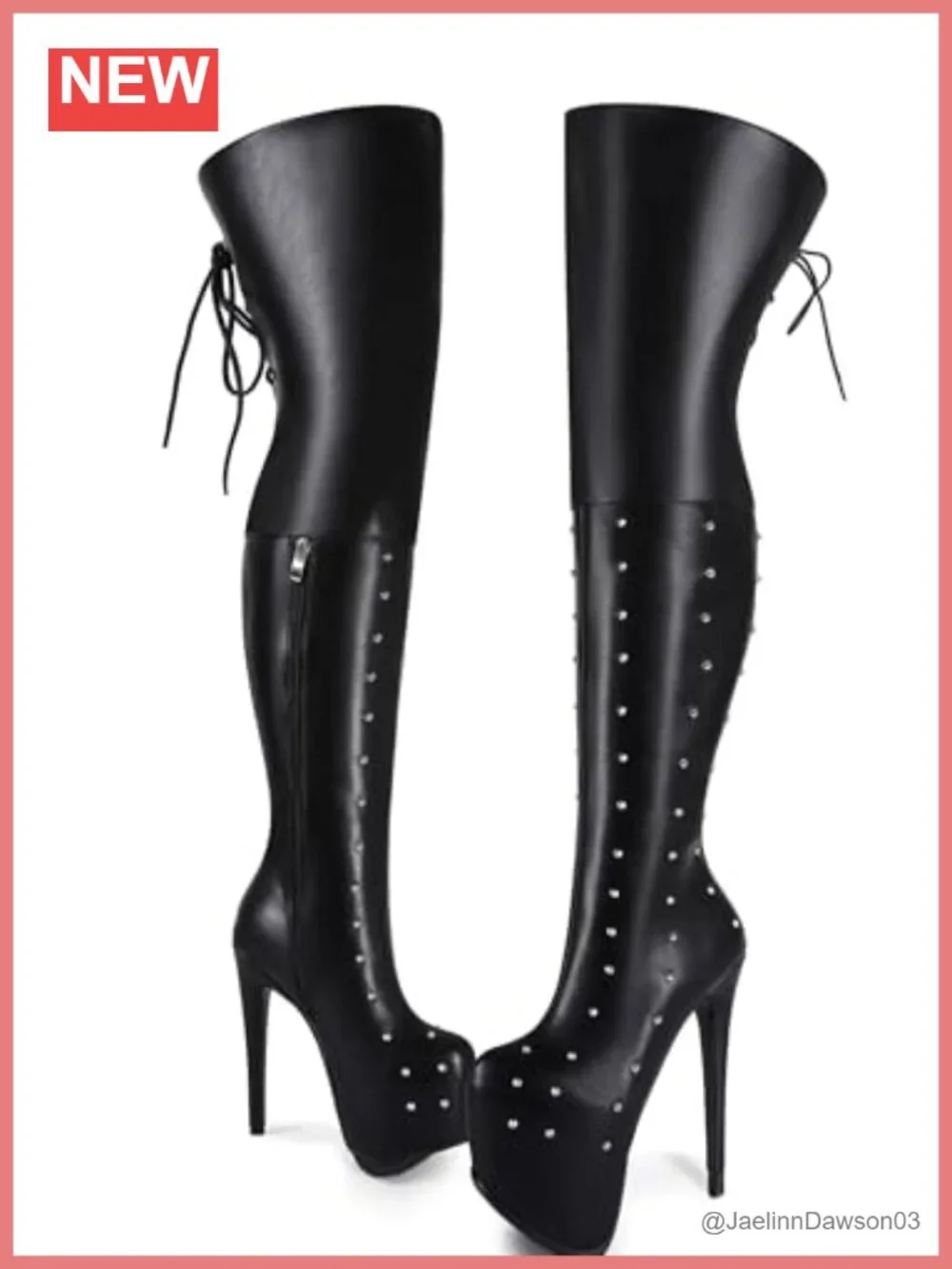 Platform Over the Knee Boots Thigh High Stiletto Heels Faux Leather Zip Large